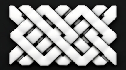 Poster - Interwoven Abstract White Lines in Complex Geometric Pattern on a Dark Background Composition