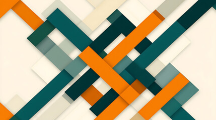 Poster - interwoven geometric stripes pattern in teal and orange abstract design composition background