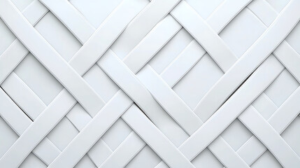 Poster - interwoven white ribbons abstract background diagonal bands elegant seamless lattice pattern