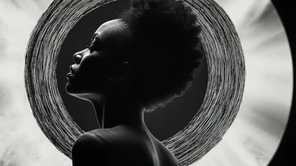 Poster - Monochromatic Portrait: A Serene Black and White Study of a Woman