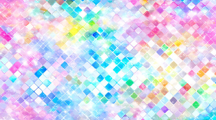 Poster - Iridescent Mosaic Tile Pattern with Sparkling Light Effects for Background Textures and Design