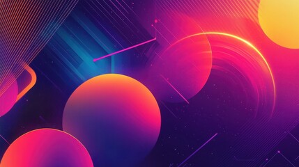 Poster - Vibrant Abstract Background with Colorful Circles and Lines