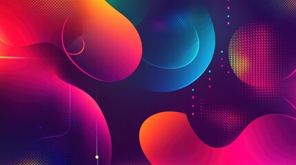 Poster - Abstract Colorful Pattern with Circles and Waves in Vibrant Hues