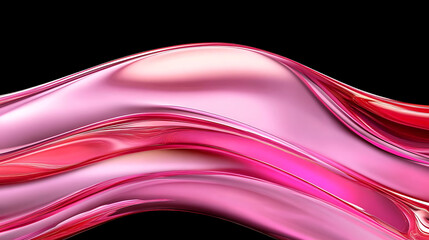 Poster - Luminous Abstract Wave with Pink and Red Colors on Black Background High Resolution Visual