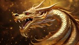 運気がアップしそうな金色の龍のイラスト。AIで生成