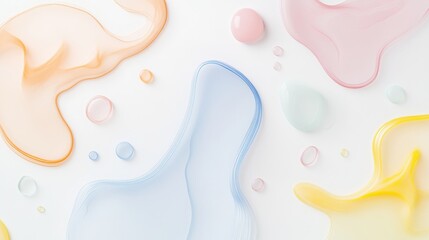 Poster - Colorful Abstract Drops and Waves on White Background for Design