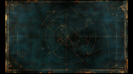 Wall Mural - Mysterious Ancient Chart with Golden Astronomical Constellations Map on Dark Blue Grunge Aged Texture