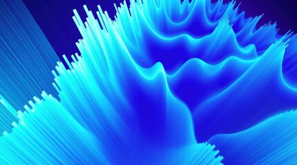 Poster - Abstract Glowing Blue Digital Landscape Background with Lines and Curves