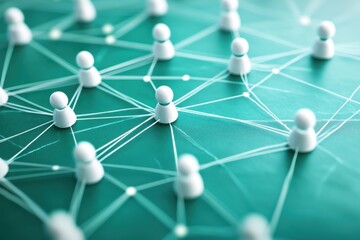 Poster - Network of connections with multiple nodes on a green digital background showcasing interactions, network of connections on green background