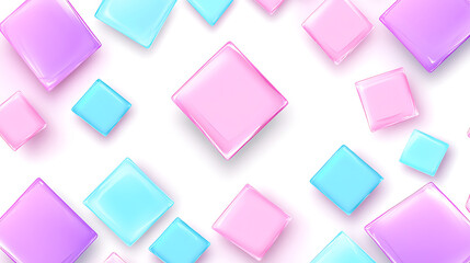 Poster - Pastel Dreamscape of Floating Squares Gentle Shadows and Ethereal Lightness Geometric Harmony