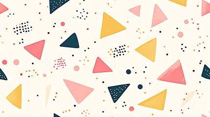 Poster - playful abstract geometric pattern featuring triangles dots circles and artistic design elements