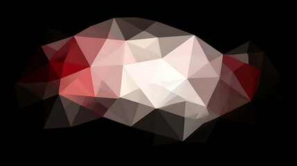 Poster - Polygonal Abstraction with Geometric Forms in Shades of Red and White on Black Backdrop