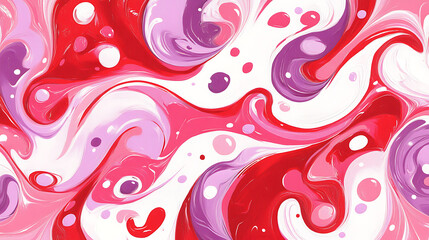 Poster - Red Pink and Purple Paint Swirls Abstract Art