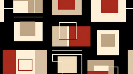 Poster - Retro Modern Shapes Composition with Square and Rectangular Geometric Elements on Dark Background