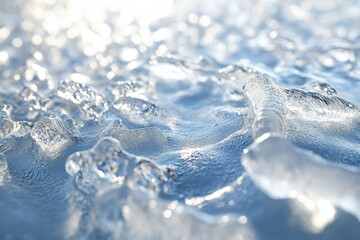 Poster - Close-up of glistening ice surface, textured with frozen waves and sparkling reflections.