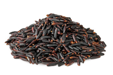 Wall Mural - Black rice isolated on white background with full depth of field