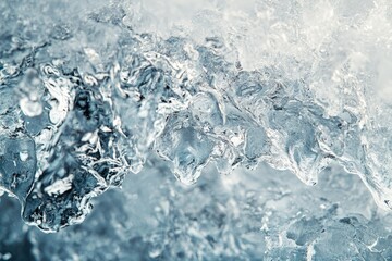 Poster - Close-up of ice formations, showcasing intricate textures and translucent beauty of frozen water.