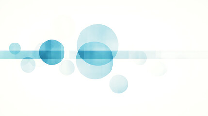 Poster - Serene Minimalist Composition of Circles and Horizontal Line in Soft Blue Palette Modern Art