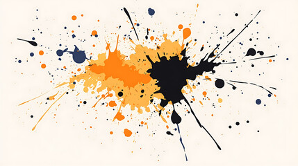 Poster - Splashes of Vivid Orange Black and Navy Ink Create Dynamic Abstract Artistic Expression
