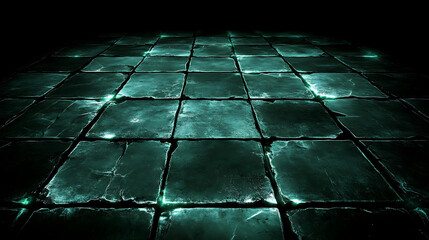 Poster - Square Tiled Floor with Glowing Edges Perspective View Design Element Backdrop Seamless Pattern