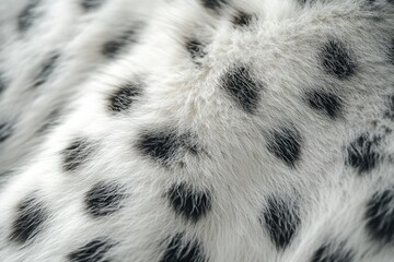 close-up of soft, white fur with distinctive black spots, creating a unique spotted pattern.