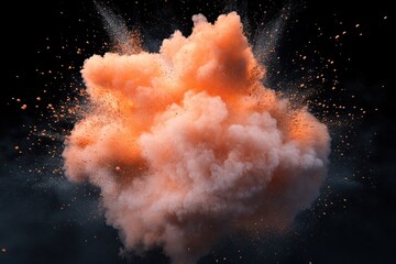 Aufkleber - Colorful explosion of abstract particles creates dynamic visual impact in dark setting, Abstract particles explosion, 3d