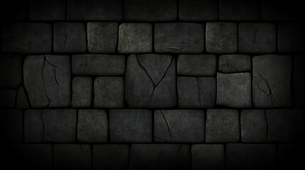 Poster - Textured Stone Wall Blocks Showing Cracks and Rough Surfaces with High Contrast Shading Effects