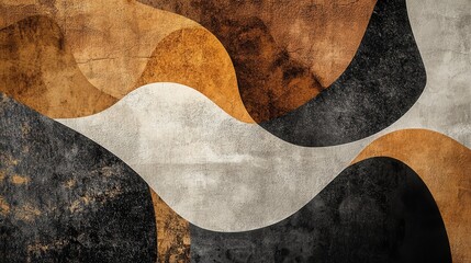 Poster - Abstract Wave Patterns with Earthy Tones and Textured Background