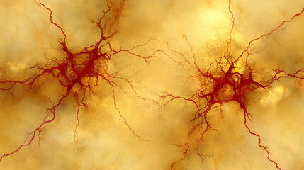Poster - Veins of the Earth Digital Art Background Depicting Subterranean Networks and Golden Tones Aesthetic