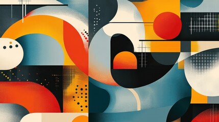 Poster - Abstract Colorful Composition with Shapes and Geometric Patterns
