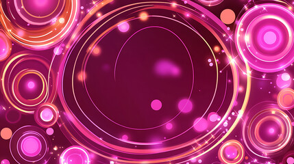 Poster - Vibrant Pink Circles in Motion Abstract Design with Luminous Highlights and Sparkling Effects