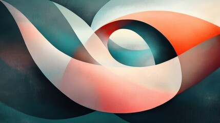 Poster - Abstract Waves with Soft Curves in Calming Color Palette