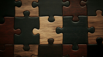 Poster - Wood Puzzle Pieces Interlocking for Connectivity Unity Collaboration Harmony and Integration 98