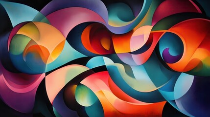 Wall Mural - Vibrant Abstract Swirls and Curves in Modern Colorful Design