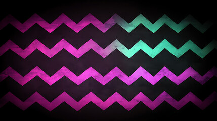 Wall Mural - Zigzag Pattern with Pink to Teal Gradient on Dark Background 94 characters