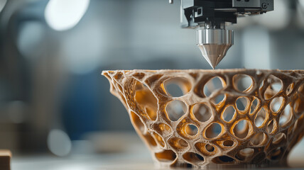 Poster - 3D printer creating complex lattice structure with precision