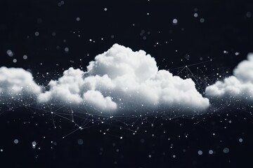 Poster - Cloud particles against a dark background create an abstract minimal atmosphere for modern design, Cloud particles background Abstract minimal Backdrop