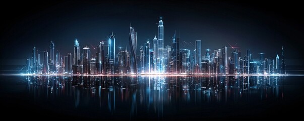 Poster - A dazzling fireworks show over a city skyline, shimmering reflections on water, immersive celebratory moment, multisensorial excitement, deep contrast, cinematic sharpness, copyspace