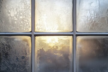 Wall Mural - Six frosted glass blocks arranged in a rectangular pattern