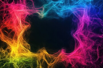 Poster - Seamless abstract neon square frame with vibrant colors and dynamic patterns, Abstract neon square frame Seamless