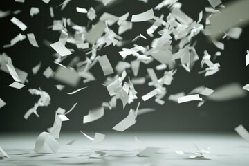 Poster - Paper particles falling gently in a calm environment creating an artistic visual effect, Falling Paper Particles stock footage