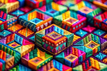 Poster - Abstract Cubist Fashion Pattern: Tilt-Shift Miniature Textile Design