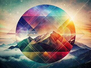 Poster - Abstract Dotted Grid & Round Shapes: Minimalist Double Exposure Stock Photo
