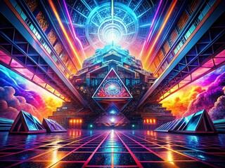 Poster - Abstract Grid: Sharp Lines, Varying Thickness Surreal Geometry Background