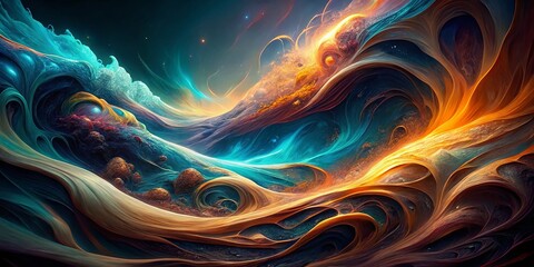 Poster - Abstract Organic Forms Long Exposure Photography - Swirling Light and Color