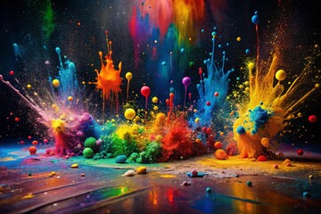 Poster - Abstract Paint Splatter Design, Low Light, Unique Background - Stock Photo