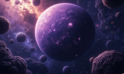 Wall Mural - A vibrant purple planet in space