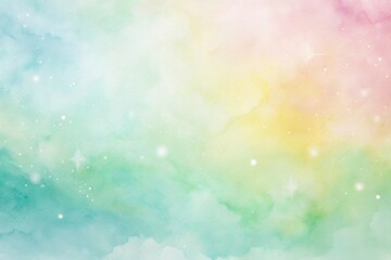 Wall Mural - Pastel Dreamscape A Soft Watercolor Galaxy with Shimmering Stars and Dreamy Hues