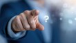 © admin_design - Finger pointing at question mark, problem solving, decision making and finding solutions