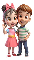 Wall Mural - a digital illustration of a young boy and girl